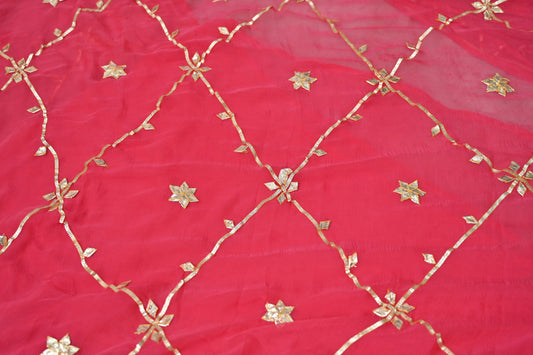 Pink Chiffon Gota Zaal Saree