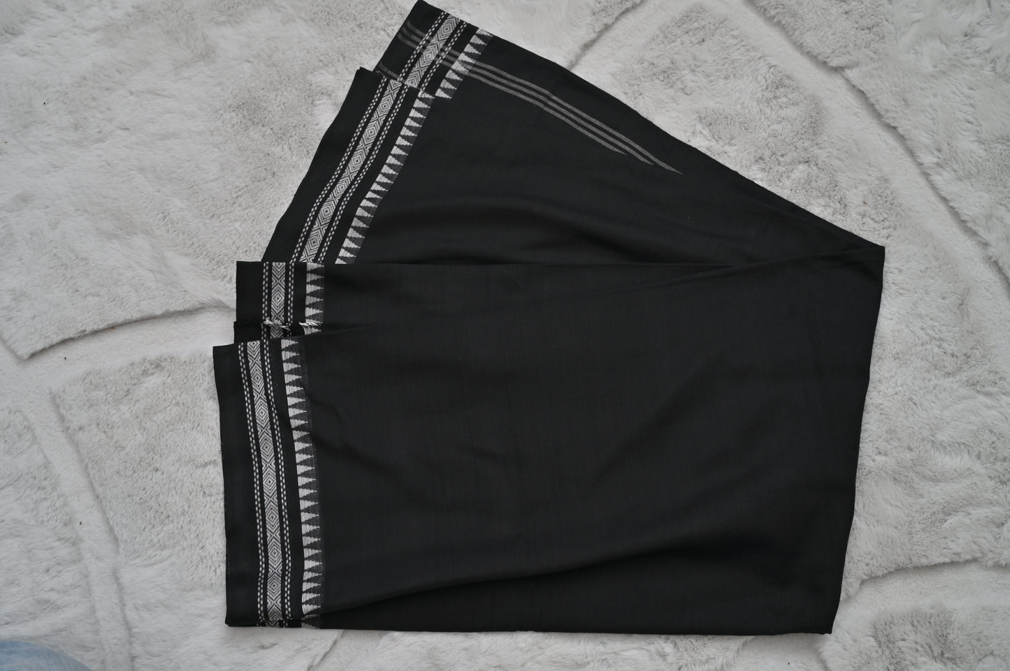 Black Soft Cotton Handloom Saree