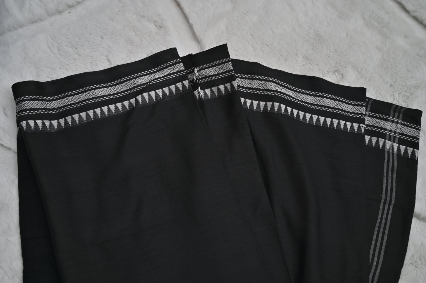 Black Soft Cotton Handloom Saree