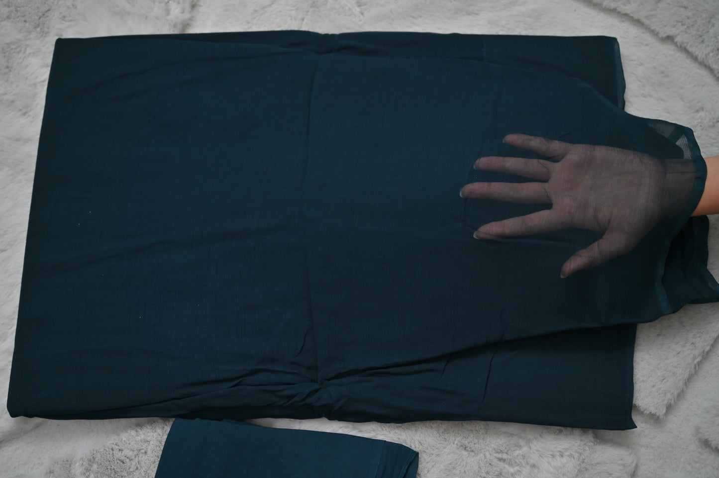 Peacock Blue Pure Chiffon Saree