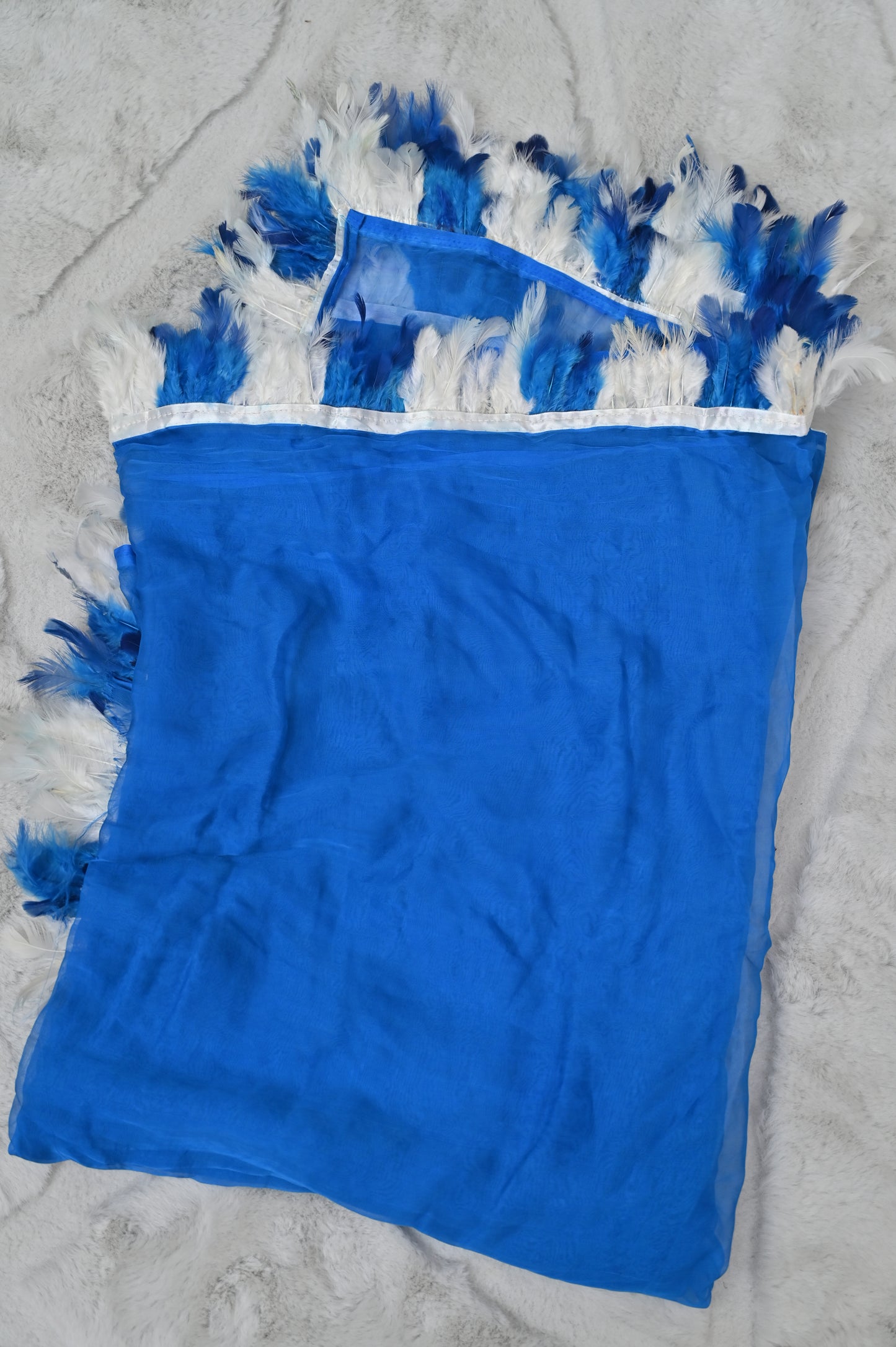Sky Blue Chiffon Furr Saree
