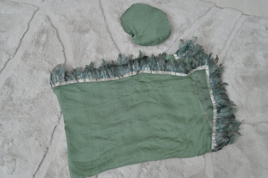 Sea Green Chiffon Furr Saree