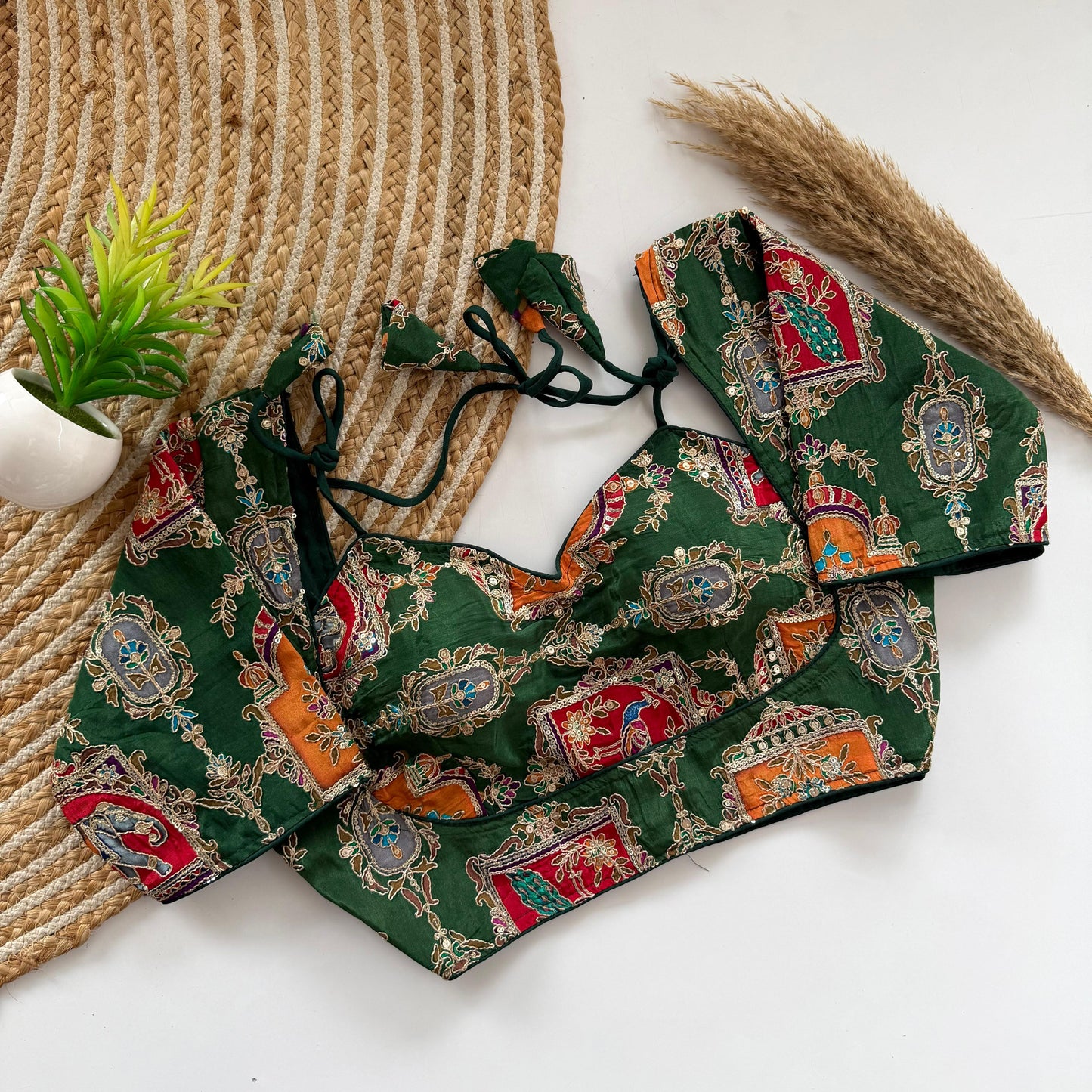 Dark Green Designer Blouse