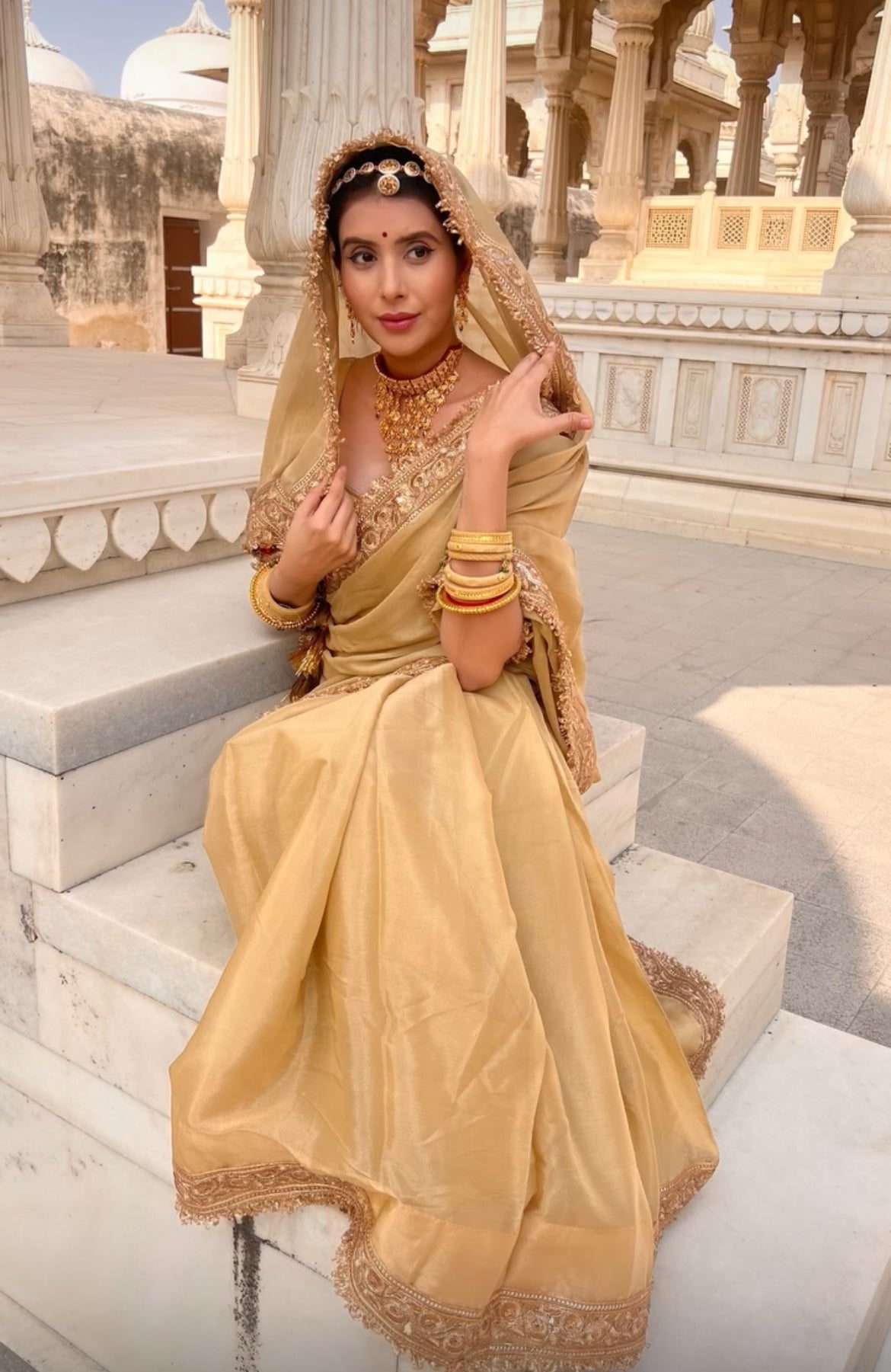 Pure Chinon Cheeku Color Saree