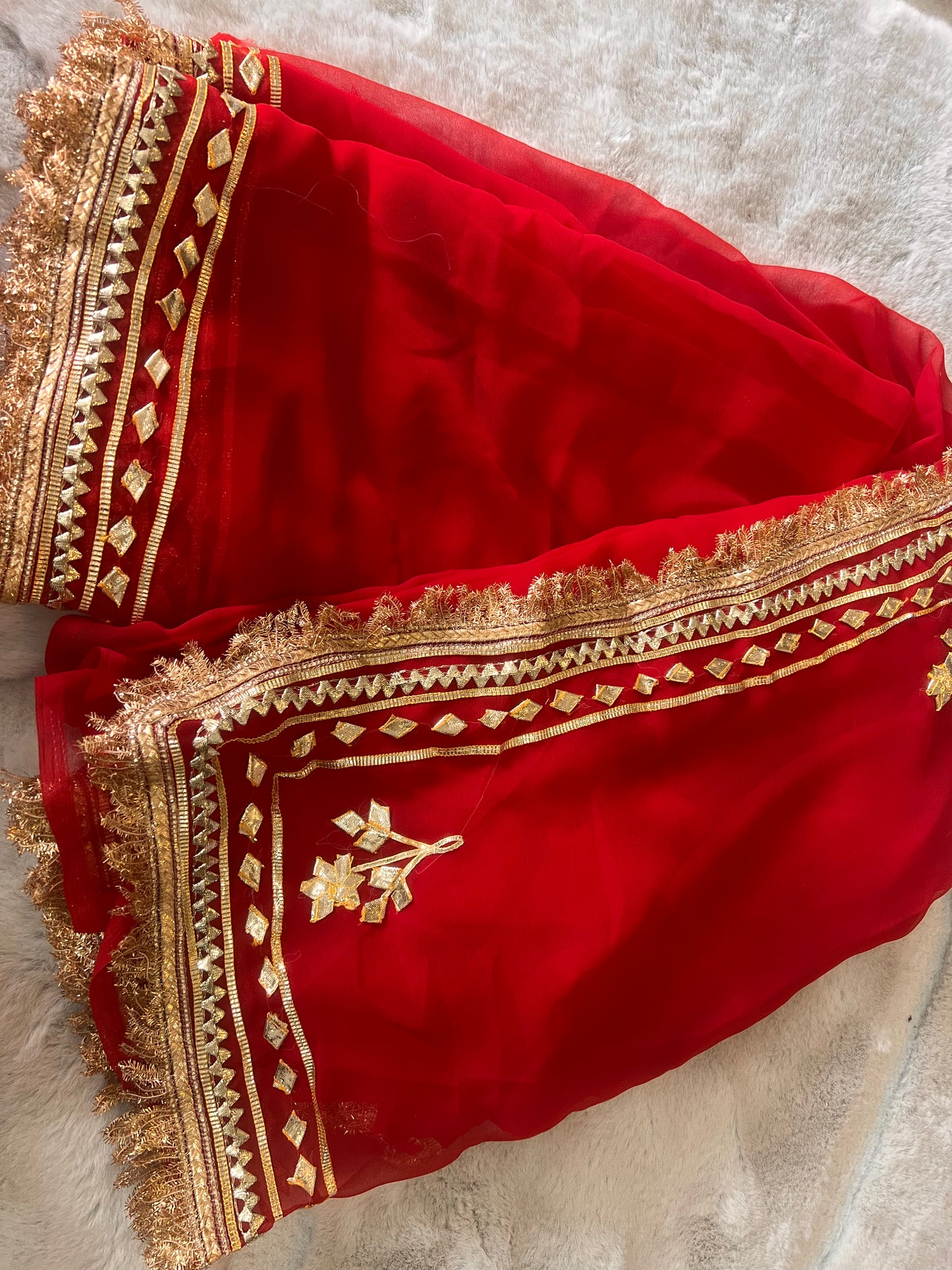 Beautiful Red Gota Patti Saree