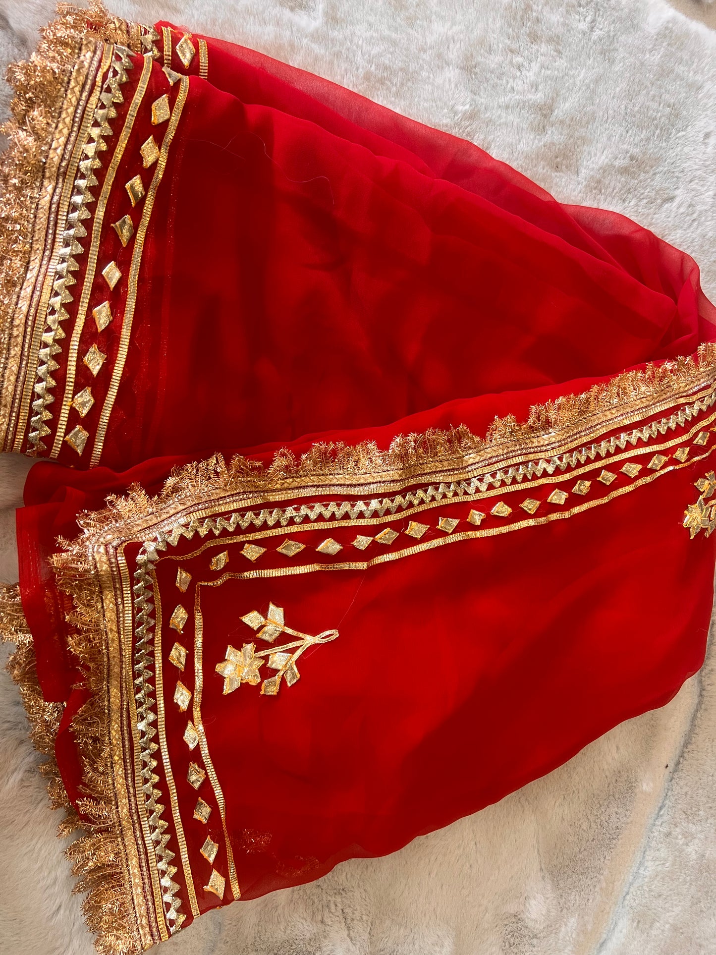 Beautiful Red Gota Patti Saree