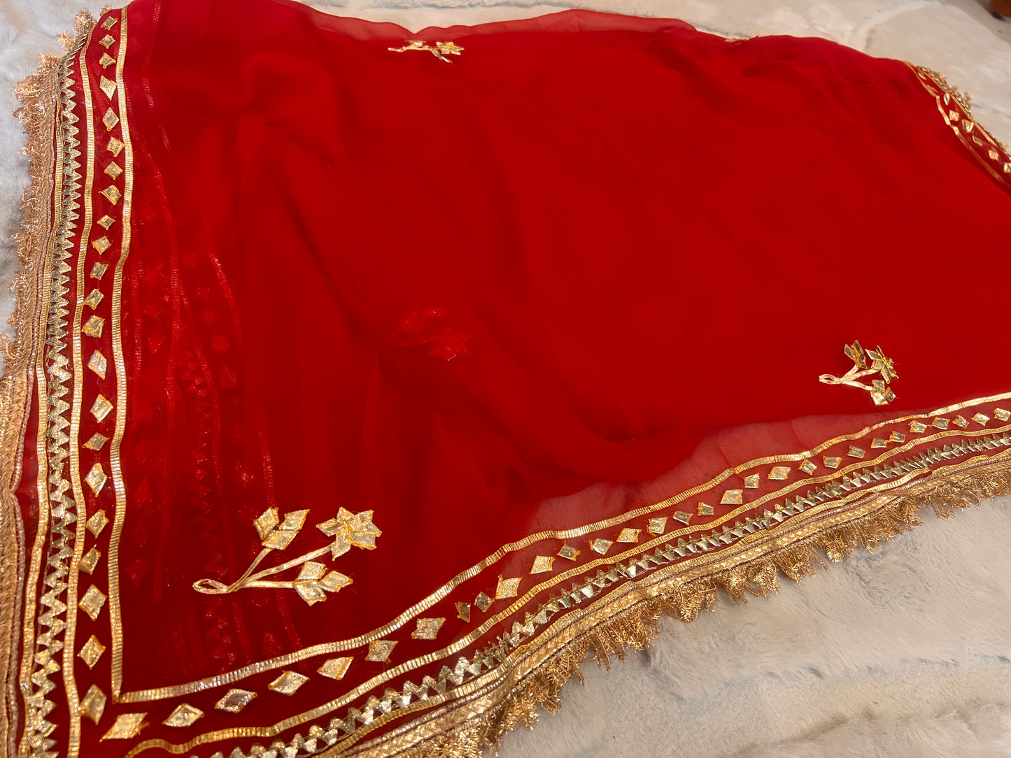Beautiful Red Gota Patti Saree