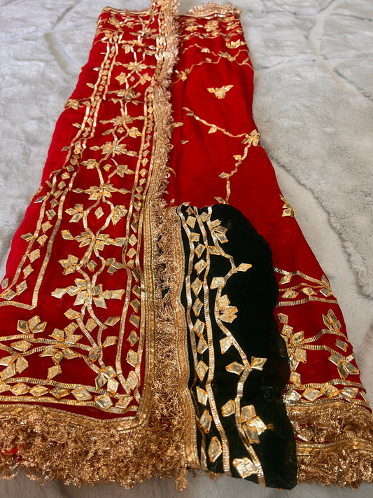 Beautiful Red Soft Chiffon Gota Zaal Work Saree