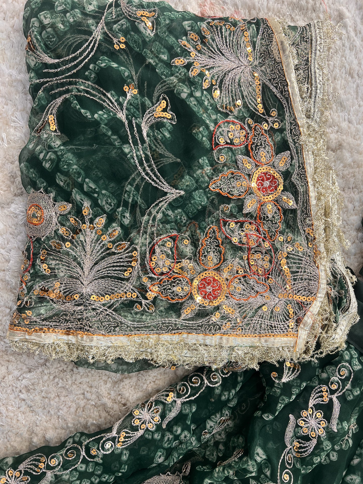 Green Bandhani Full Gher Poshak