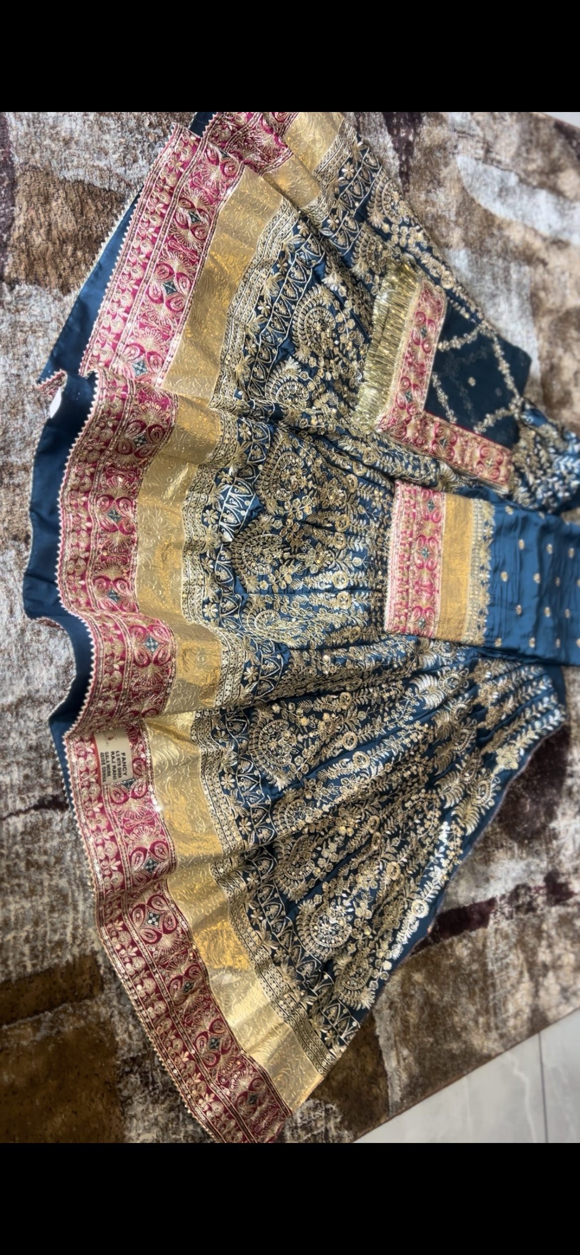 Beautiful Traditional Full Ghera Heavy Poshak in Peacock Blue Colour (Stitched)