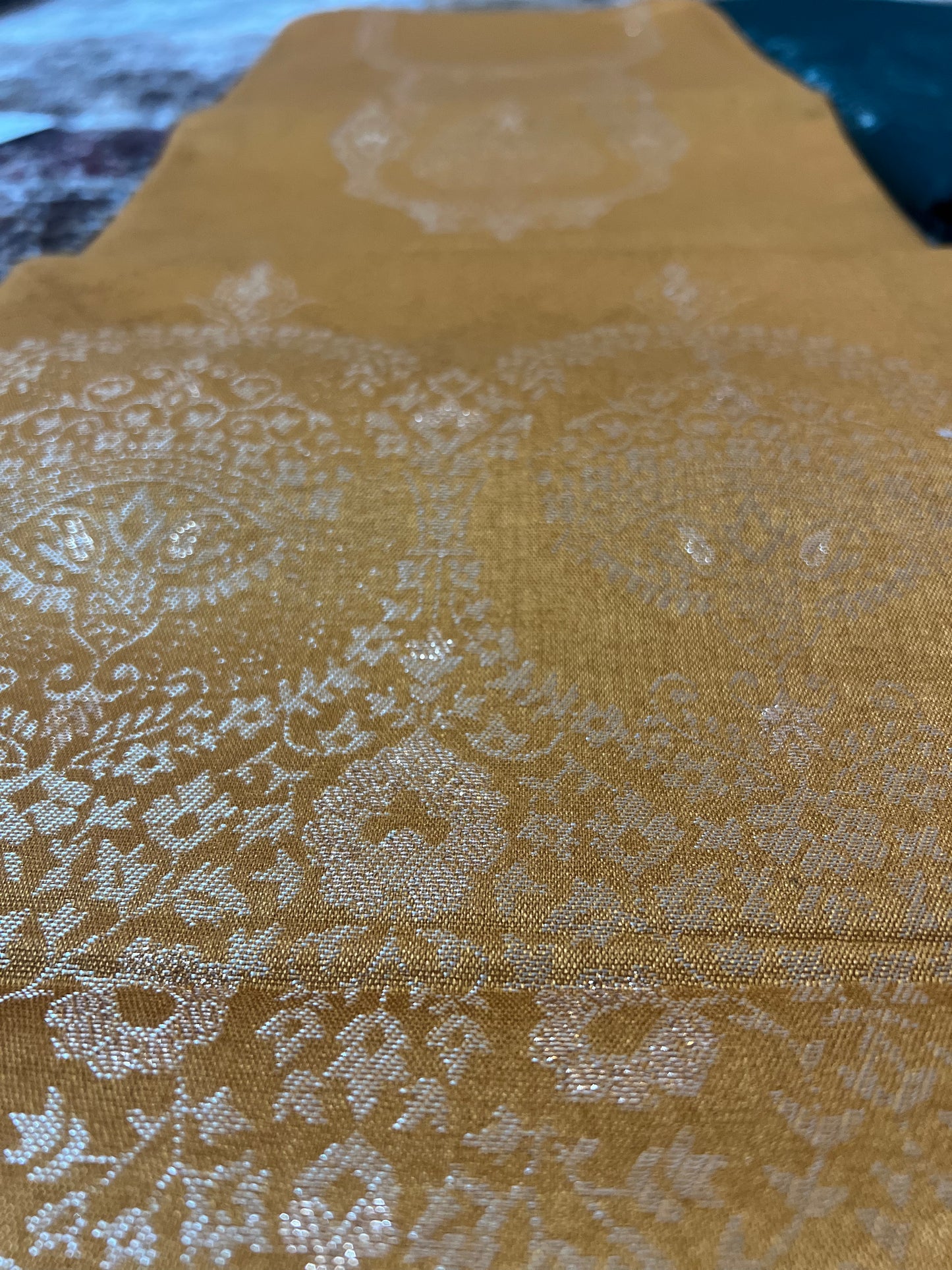 Mustard Colour Kurta and Bottle Green Pyjama and Shawl (Unstitched)