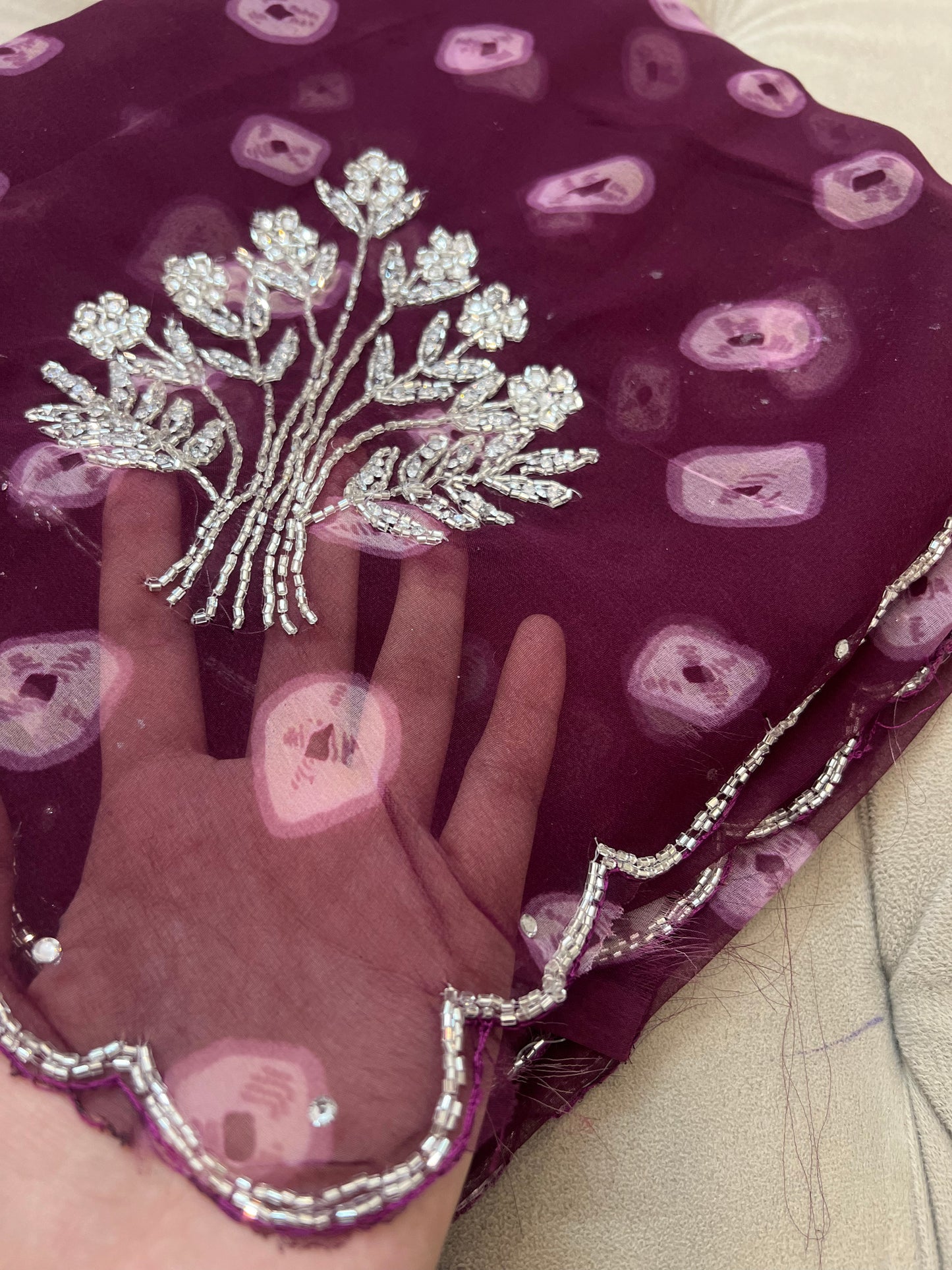 Wine Color Soft Chiffon Bandhani Saree