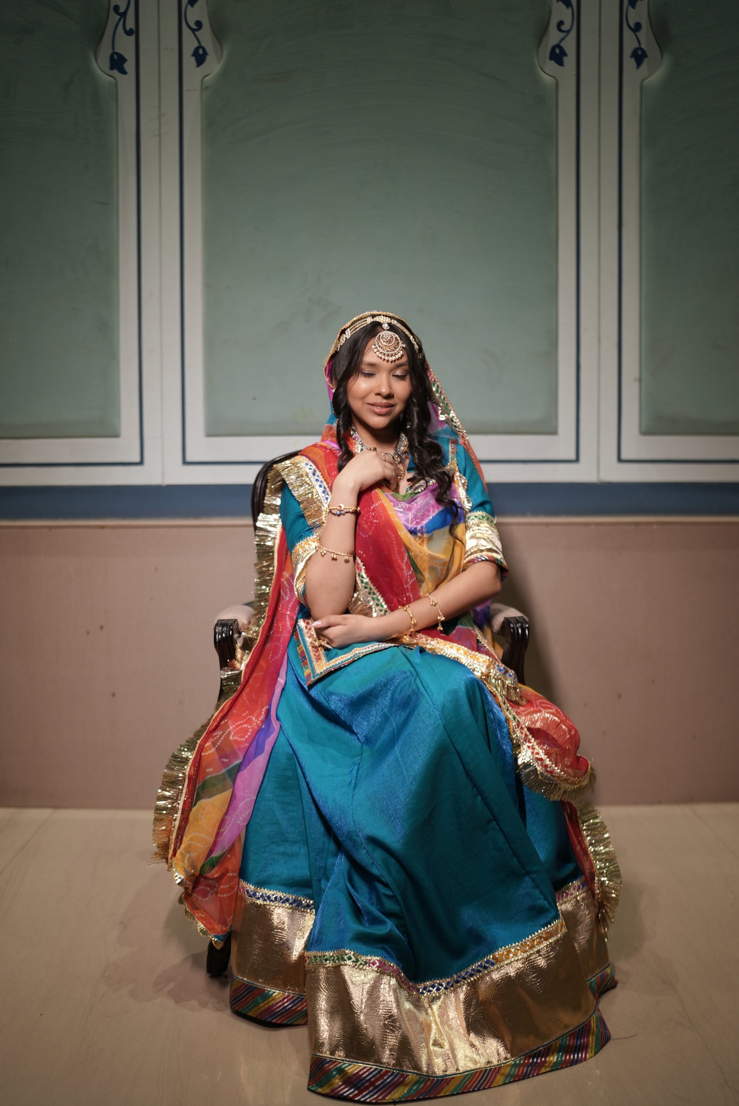Stitched Designer Poshak with Beautiful Multicolour Pure Odhna