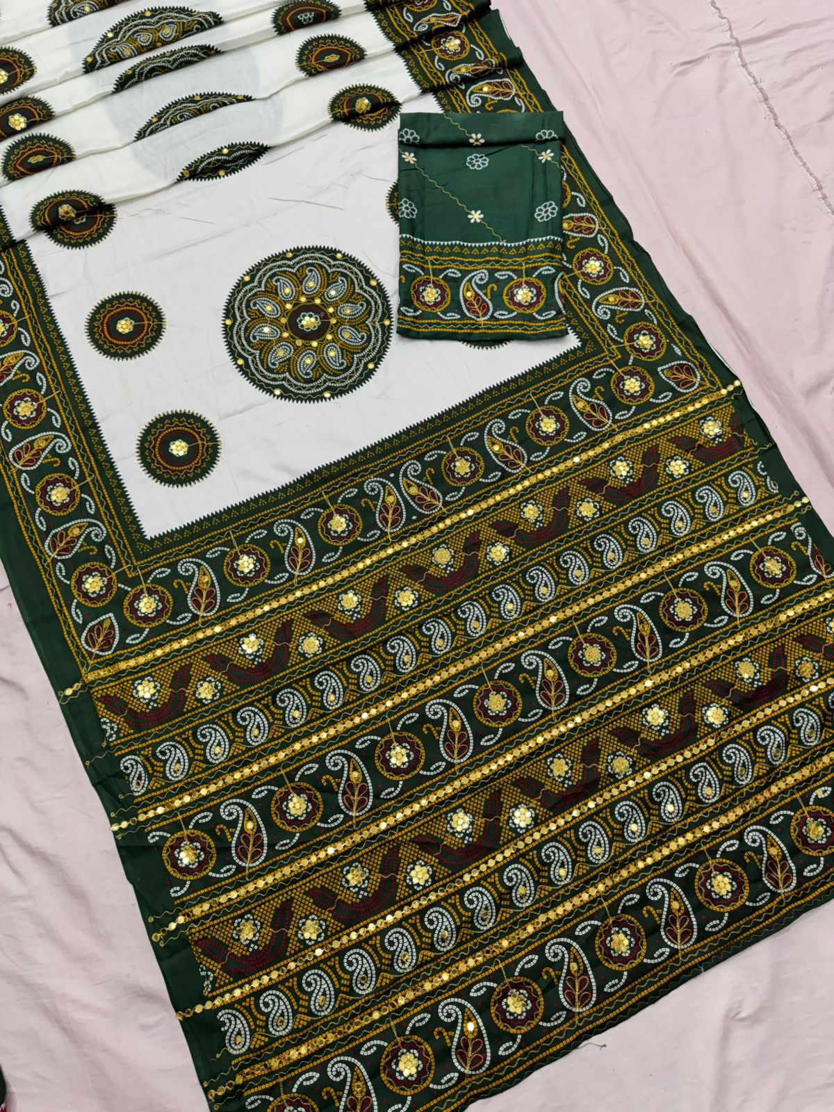 Beautiful Green Color Gujarati Saree