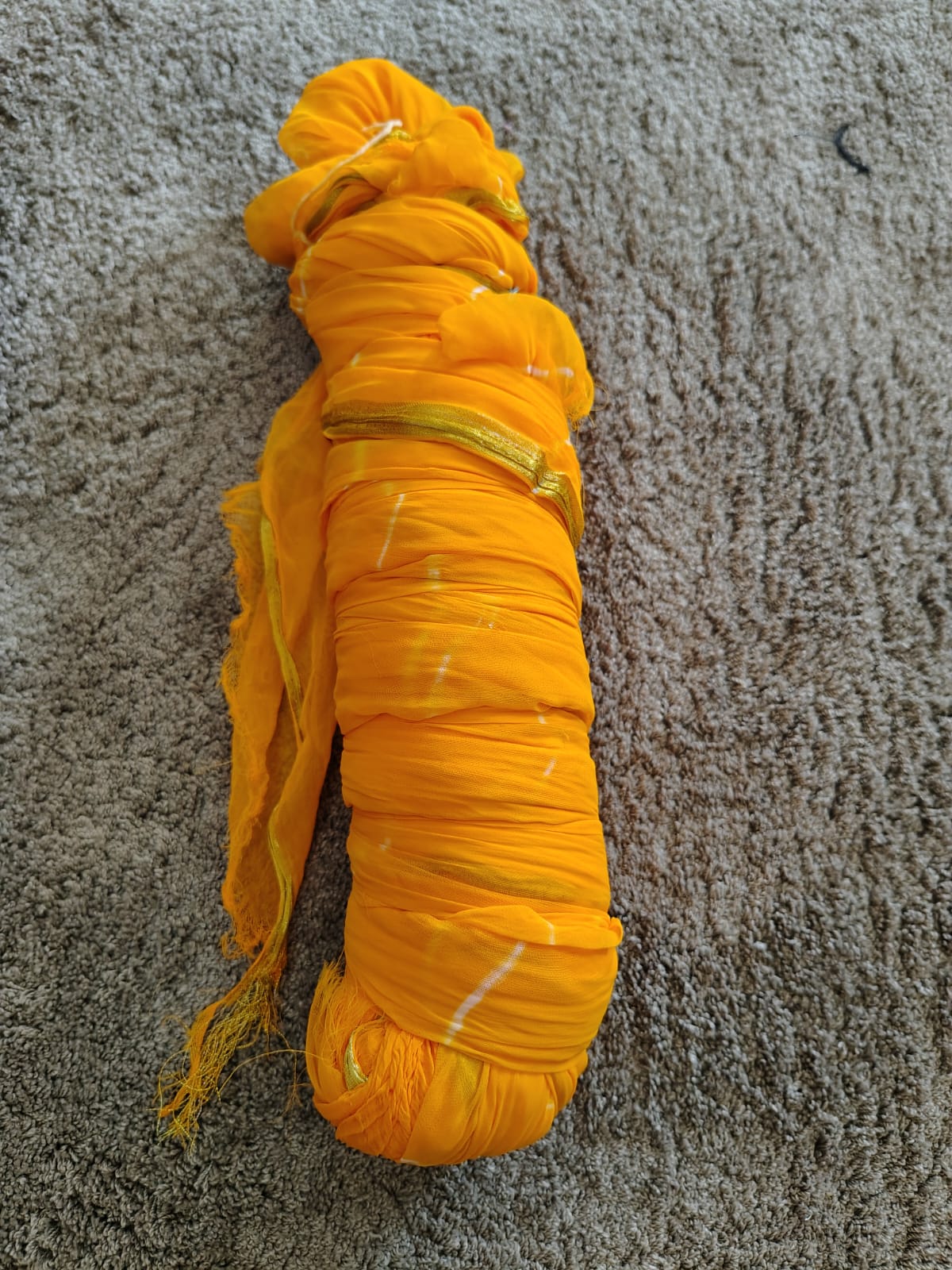 Yellow Chiffon Lahariya Saree