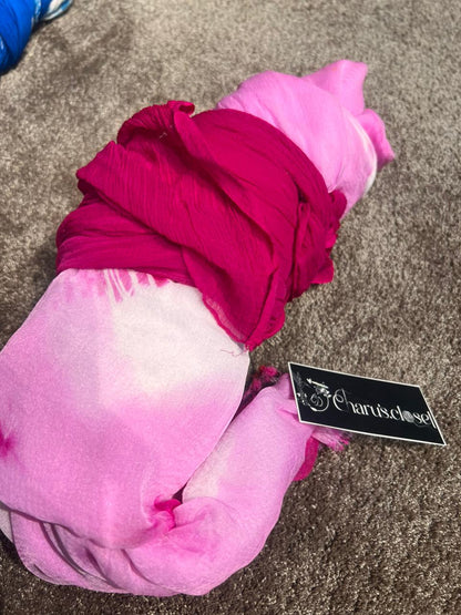 Pink Color Chiffon Print Saree