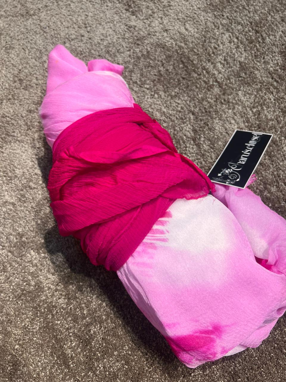 Pink Color Chiffon Print Saree