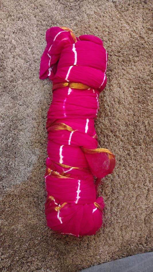 Magenta Pink Chiffon Lahariya Saree