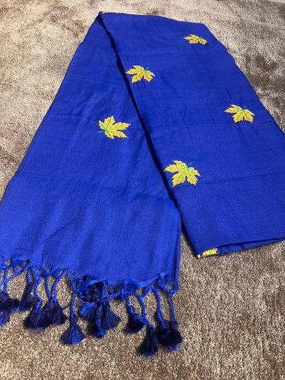 Beautiful Blue Color Khadi Cotton Saree