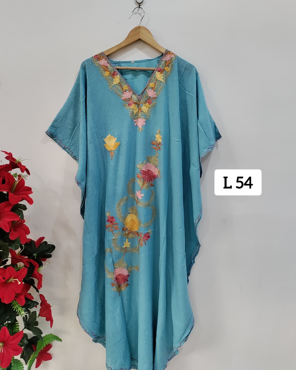 Beautiful Crushed Cotton Ariwork Kaftan