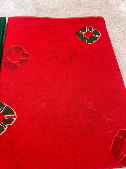 Red and Green Cotton Poshak (Stitched)
