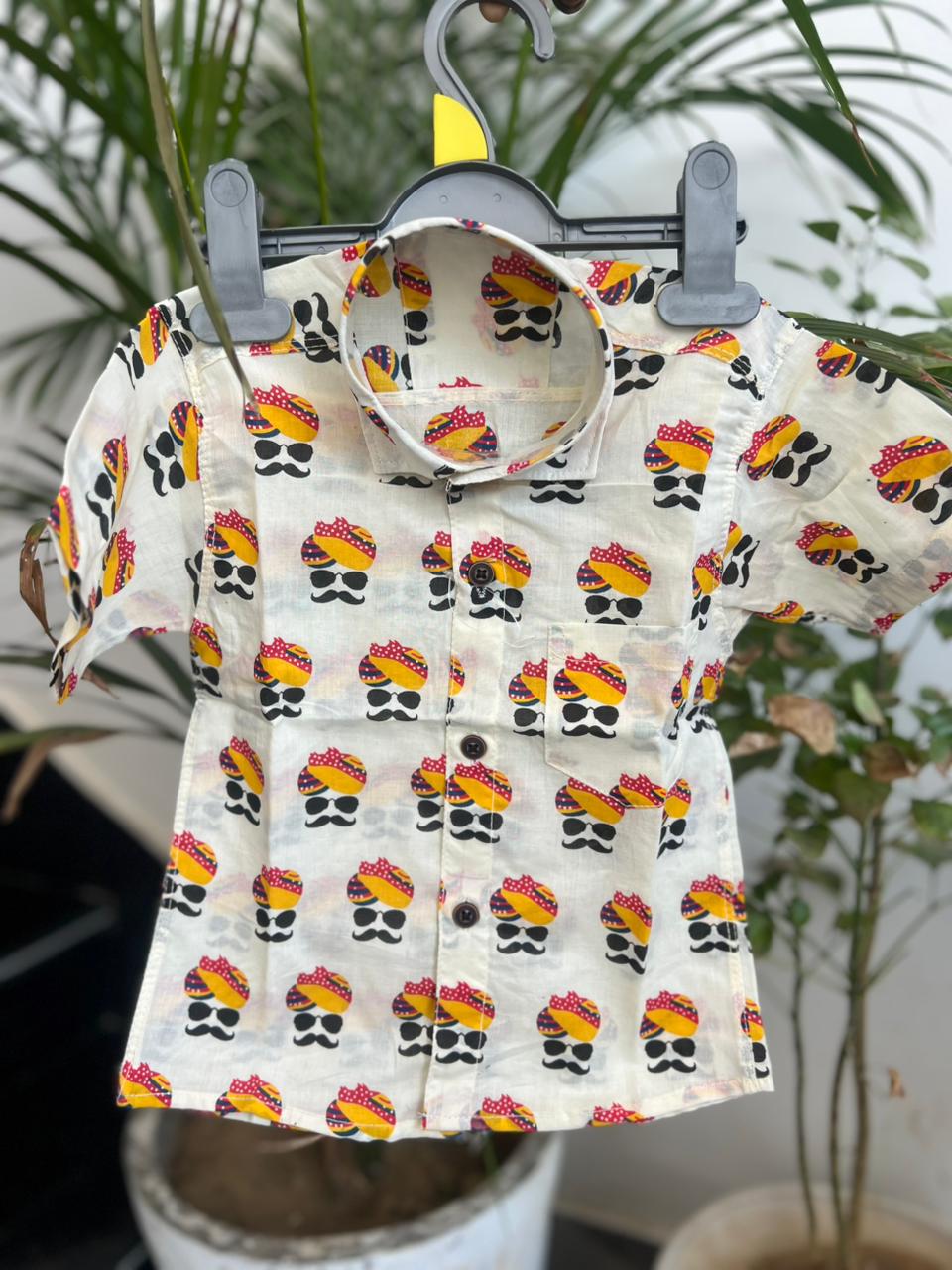 Pure Cotton Hand Wood-Block Banna Sa Print Shirt with Earth Nature Vegetable Dye (100% Cotton)