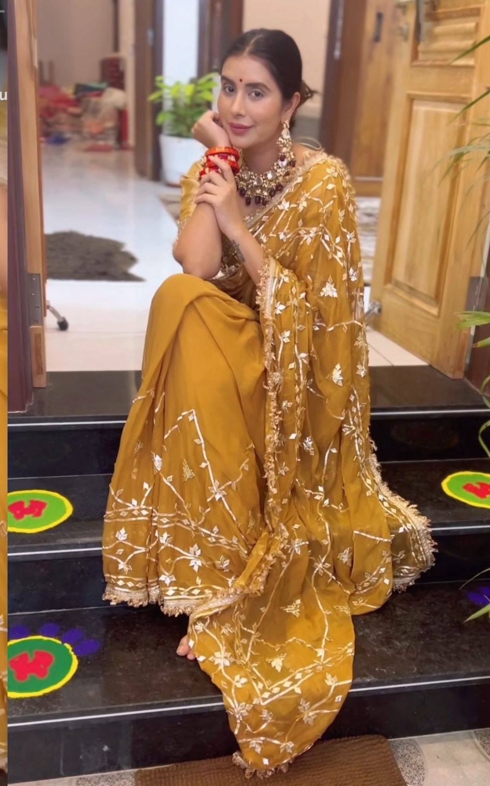 Beautiful Cheeku Color Soft Chiffon Gota Zaal Work Saree