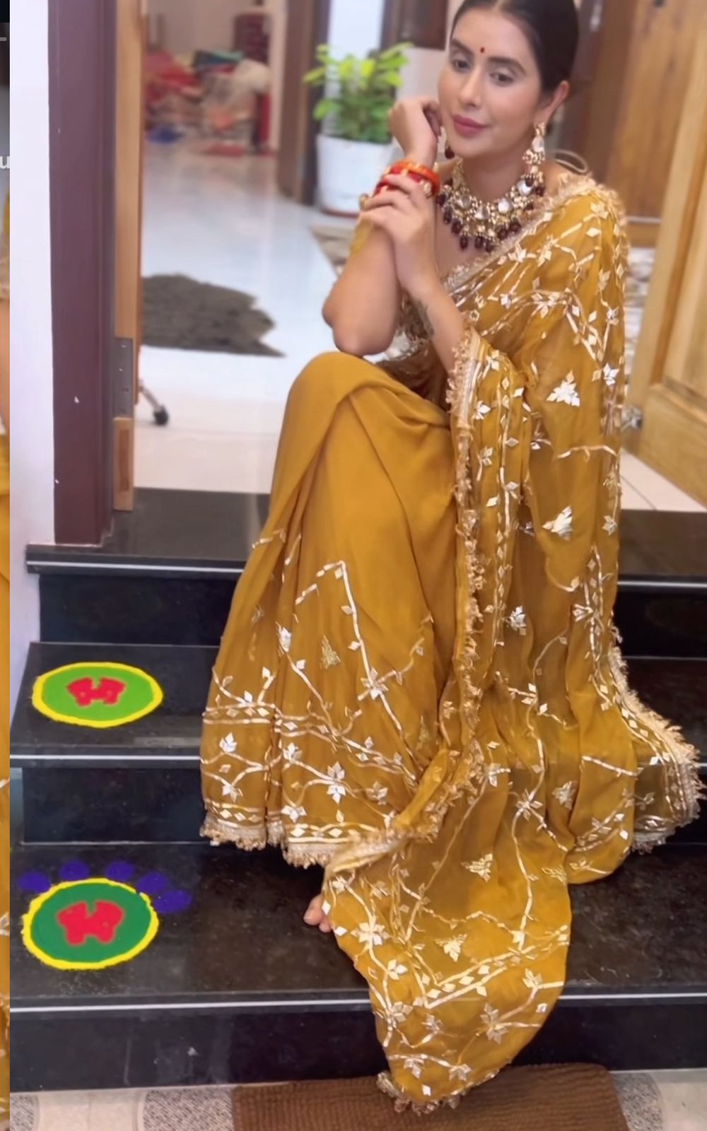 Beautiful Cheeku Color Soft Chiffon Gota Zaal Work Saree