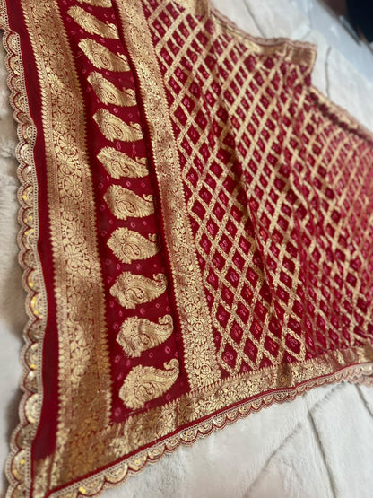 Pure Georgette Banarasi Bandhini Odhna
