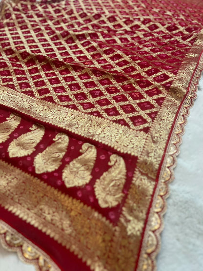Pure Georgette Banarasi Bandhini Odhna