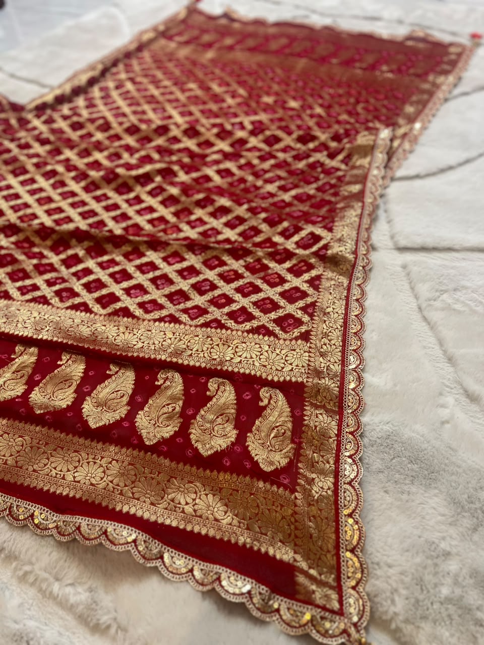 Pure Georgette Banarasi Bandhini Odhna