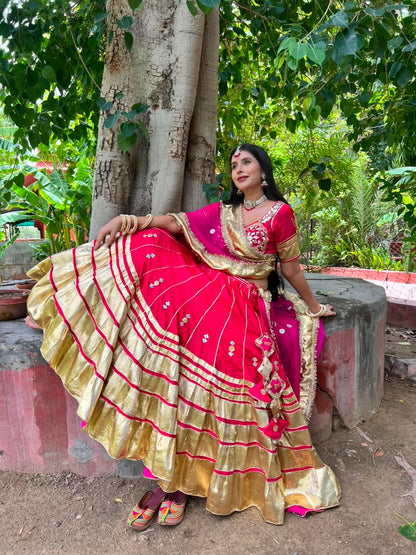 Beautiful Rajwadi Poshak with Angi Blouse (Stitched in Free Size)