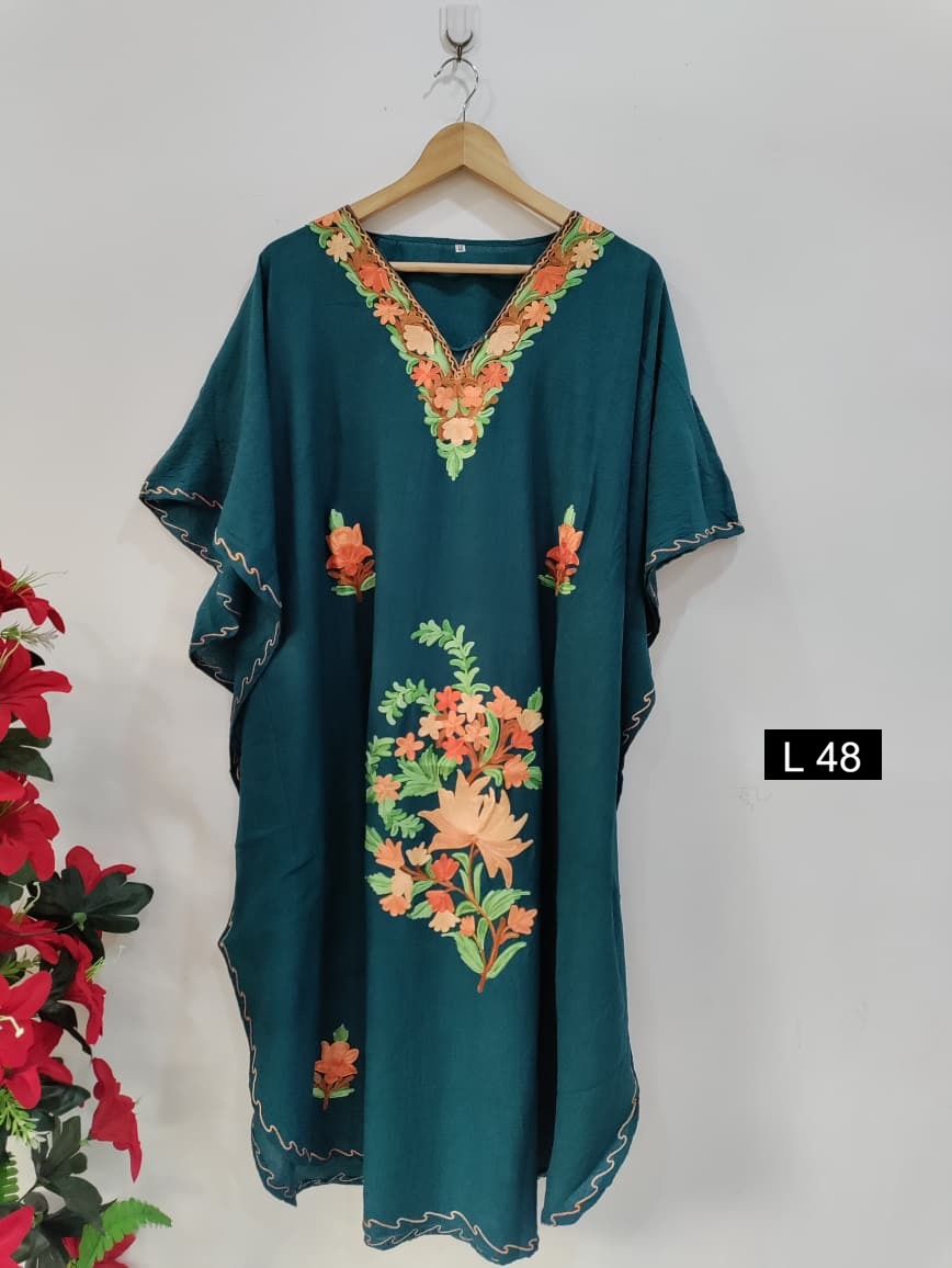 Beautiful Crushed Cotton Ariwork Kaftan