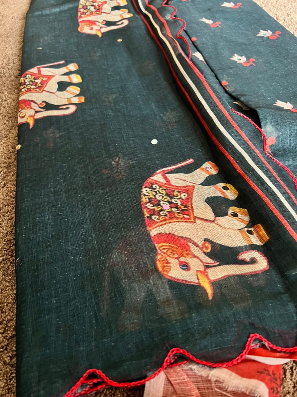 Beautiful Elephant Work Saree