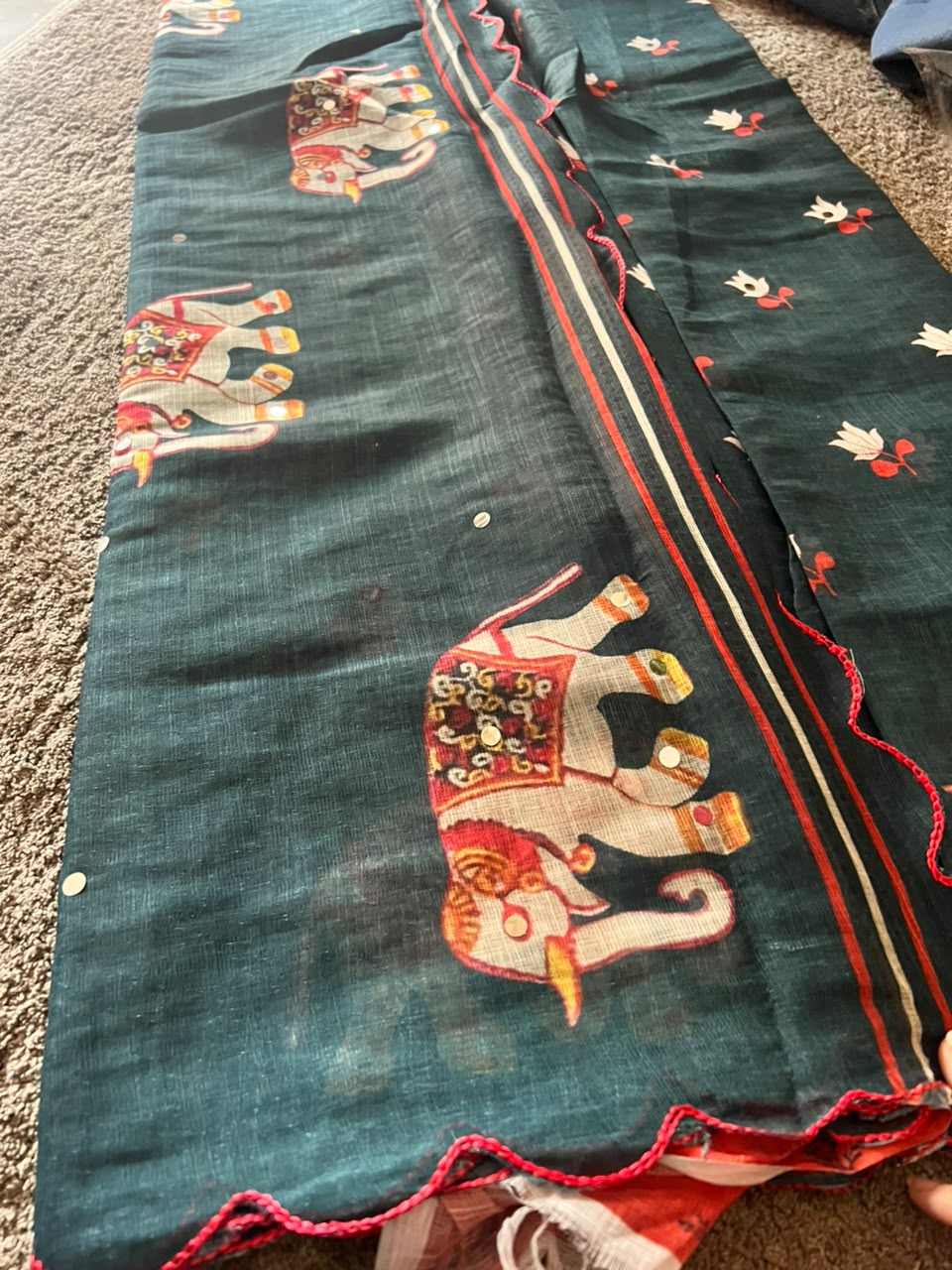 Beautiful Elephant Work Saree