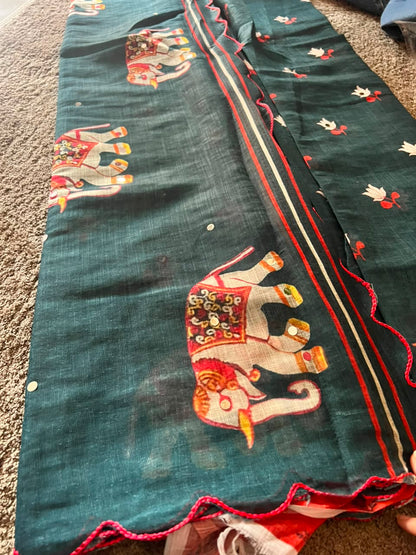 Beautiful Elephant Work Saree
