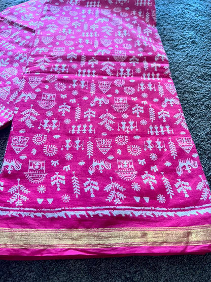 Beautiful Pink Soft Cotton Saree