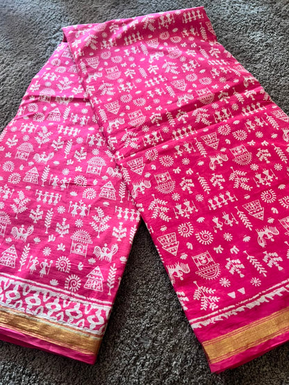Beautiful Pink Soft Cotton Saree