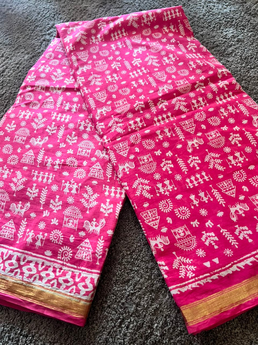 Beautiful Pink Soft Cotton Saree