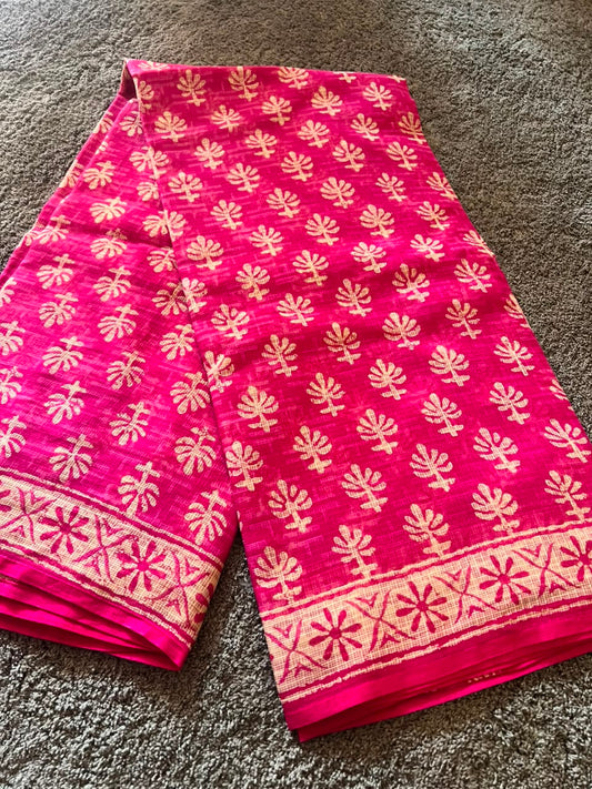 Beautiful Pink Color Kota Doriya Saree