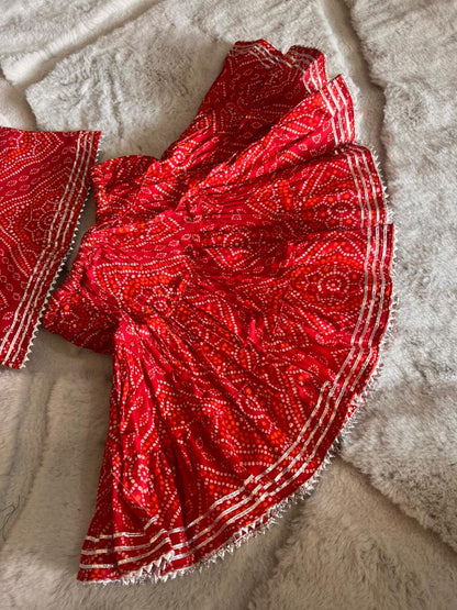 Red Bandhini Co-Ord Set (9-12 Months)