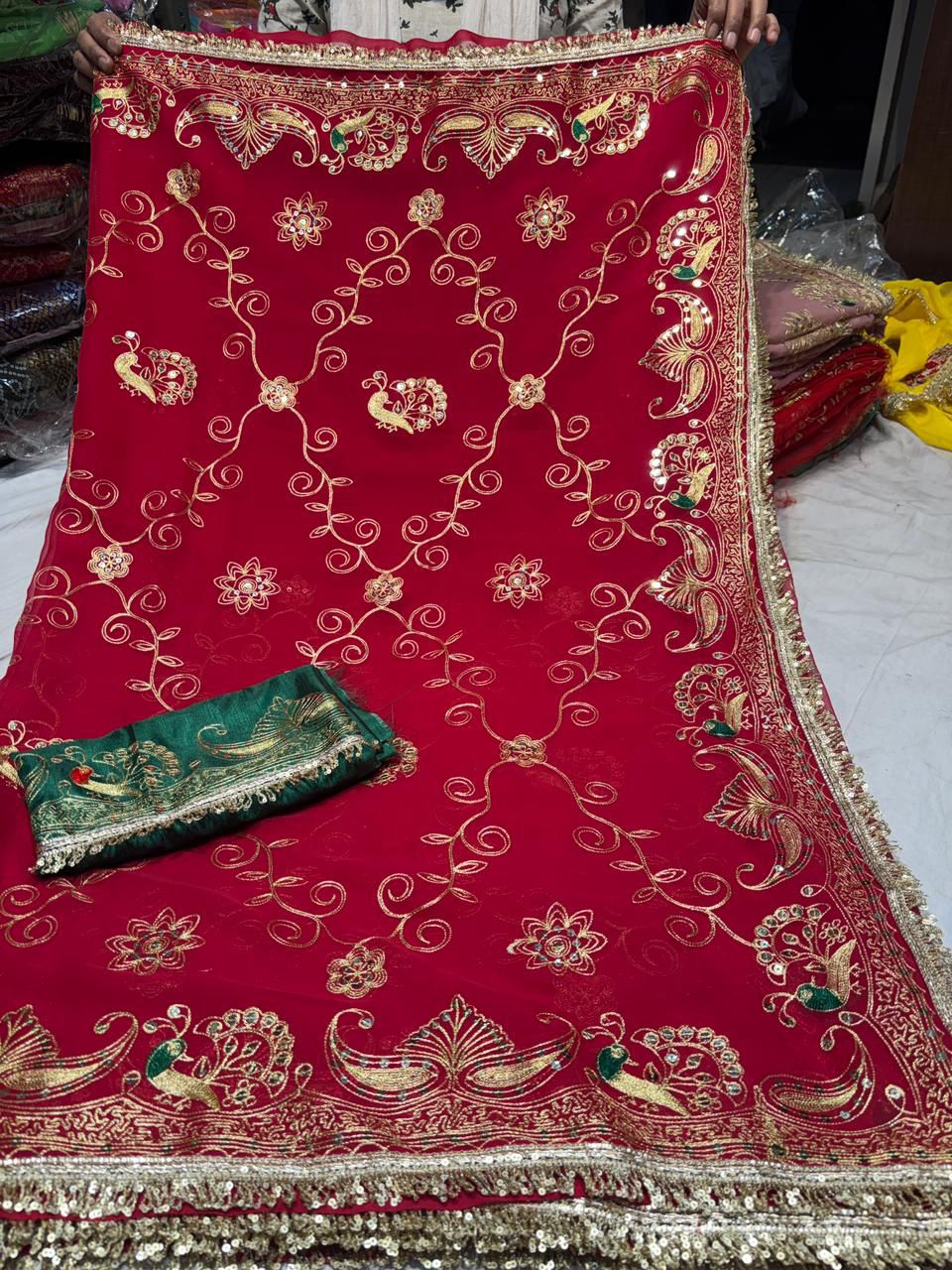 Red Color Baarik Kadhai Rajpooti Saree