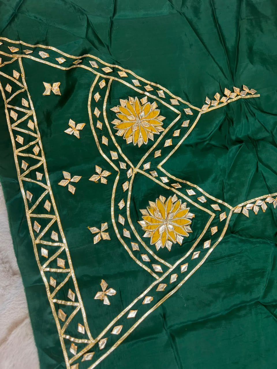 Beautiful Pure Chiffon Gota Zaal Red Saree with Designer Blouse Piece