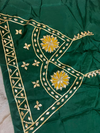 Beautiful Pure Chiffon Gota Zaal Red Saree with Designer Blouse Piece