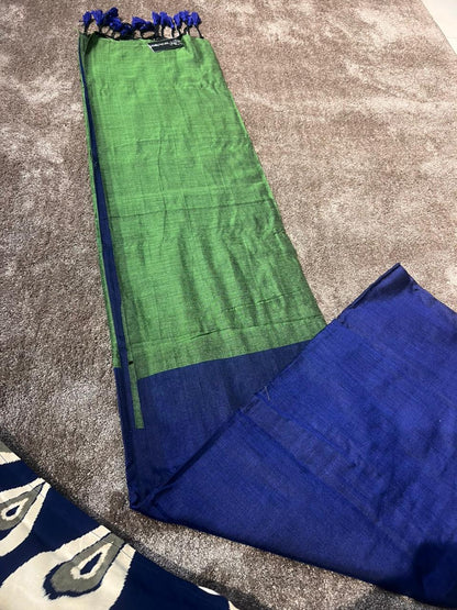 Beautiful Green and Blue Color Cotton Saree