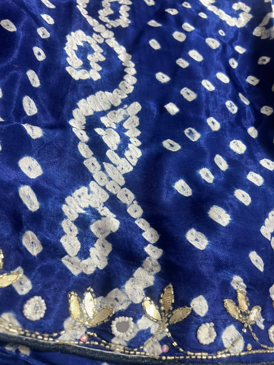 Pure Gajji Modal Silk Saree with Hand Bandhini and Hand Gota Work Saree with Same Fabric & Work Blouse Piece