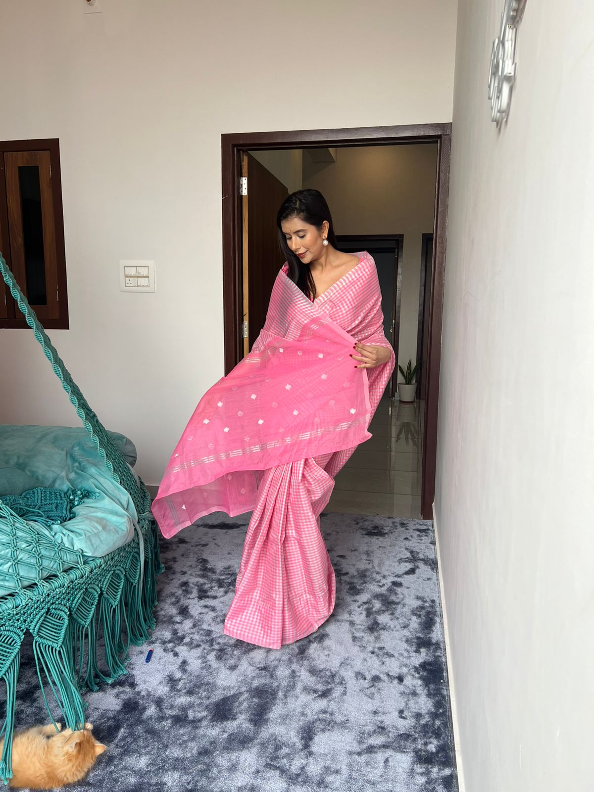 Soft Silk Check Saree