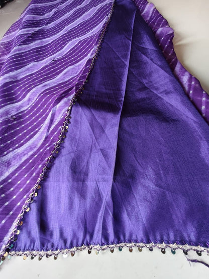 Beautiful Lahariya Mirror Work Saree with Blouse Piece