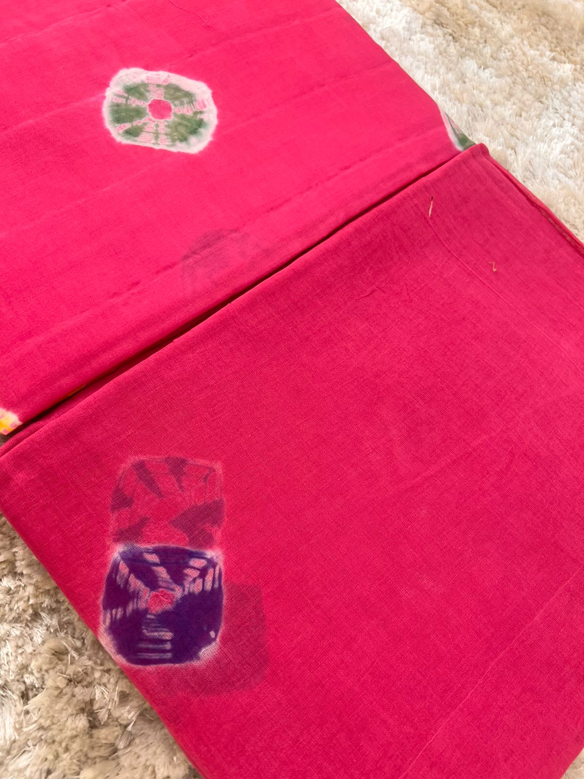 Pink Tie and Die Cotton Rayon Poshak (Unstitched)