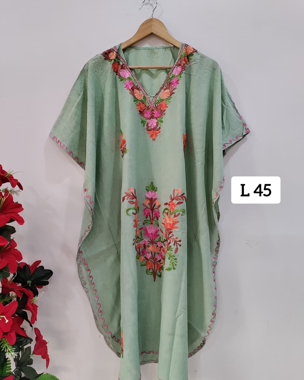Beautiful Crushed Cotton Ariwork Kaftan